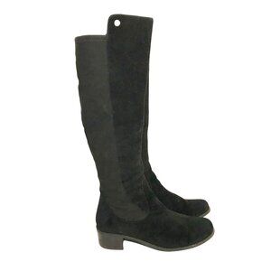MARC FISHER Black Suede Wide Calf Over The Knee Boots Womens 6.5 Side Zip
